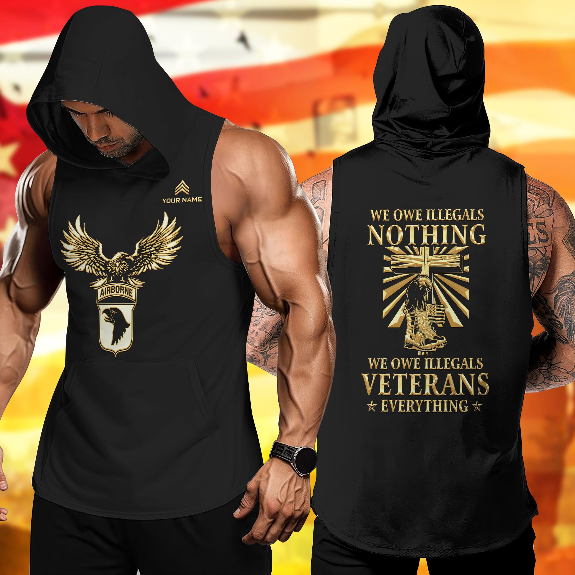 101st Airborne Division Veterans Hoodie Tanktop, We Owe Illegals Veterans Hoodie Tanktop, Gifts For US Military Veterans ETHY-58451